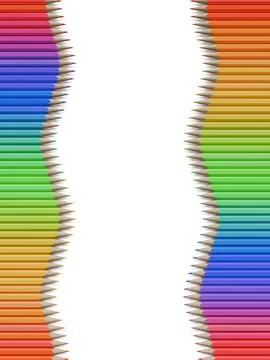 Vertical double wave shaped rows of rainbow or spectrum palette colored pen.. Illustrazione stock