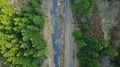 Vertical down aerial flight over Okertalsperre dam Harz mountain range Germany 4k or 4k+ Resolution