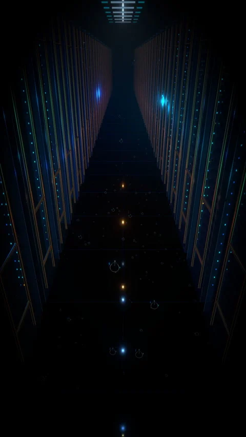 Vertical downward descending tilt exploring a massive data, Vertical 9:16 4K Stock Footage 338215617