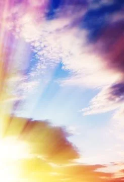 Vertical dramatic cloudscape with sun rays background Stock Photos
