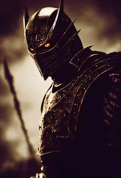 Vertical dramatic illustration of a powerful warrior in the battlefield Illustrazione stock
