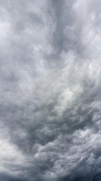 Vertical Dramatic Storm Cloud Texture Background In Gray Sky Stock Photos