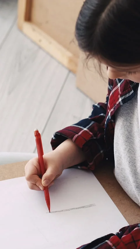 Vertical drawing girl art process inspiration Stock Footage 238457227