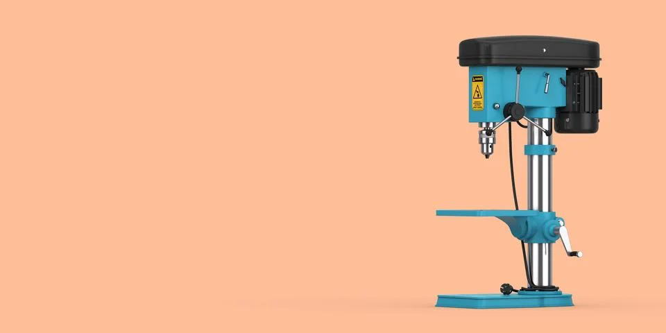 Vertical Drilling Bench Drill Press Machine. 3d Rendering Stock Illustration