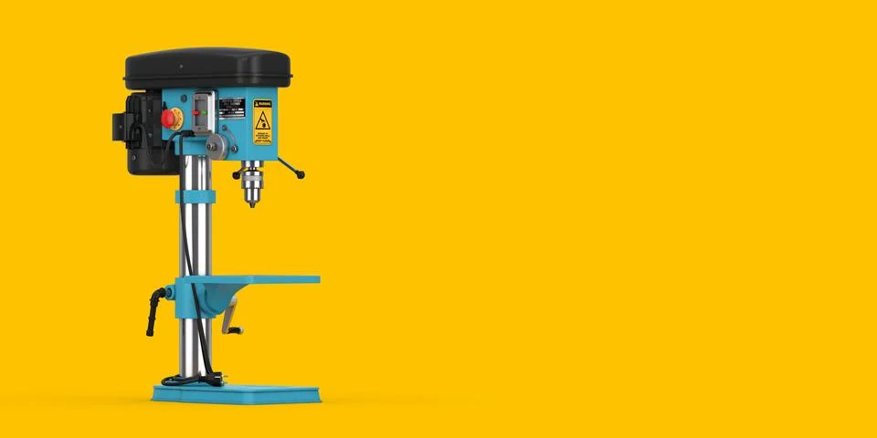 Vertical Drilling Bench Drill Press Machine. 3d Rendering Illustrazione stock