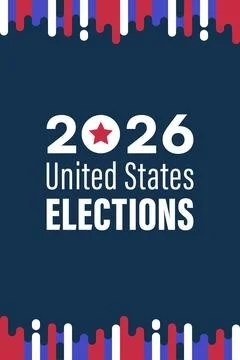 Vertical Drip Border Navy Background 2026 United States Elections Stock Illustration