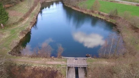 Vertical drone flight at the Eutersee Stock Footage 74351629