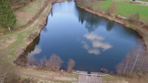 Vertical drone flight at the Eutersee Stock Footage 74351874