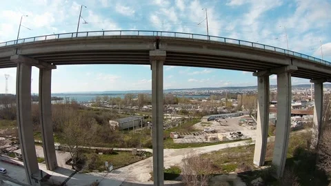 Vertical Drone Flight Over Asparuhov Bridge Varna Stock Footage 319446450