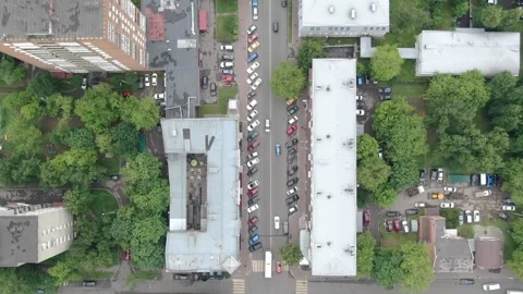 Vertical drone flight over Podolsk streets Stock Footage 327685078