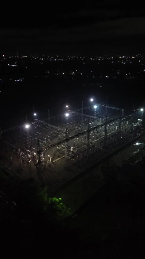 Vertical Drone Footage of High Voltage Substation Stock-Footage 267322906