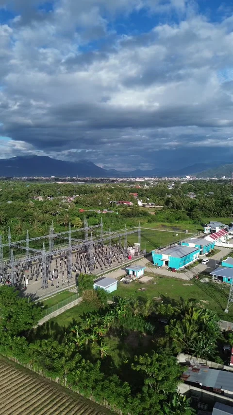 Vertical Drone Footage of High Voltage Substation Video stock 267645104