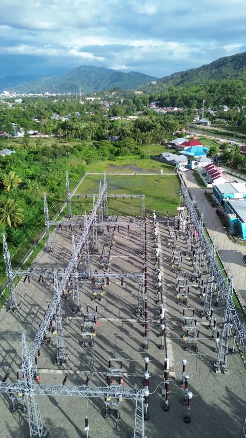 Vertical Drone Footage of High Voltage Substation Stock-Footage 267646306