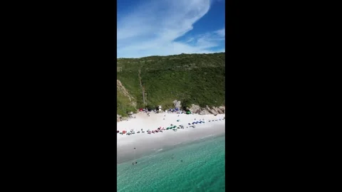 Vertical Drone Footage of Pontal do Atalaia Beach, Brazil Stock Footage 340017544