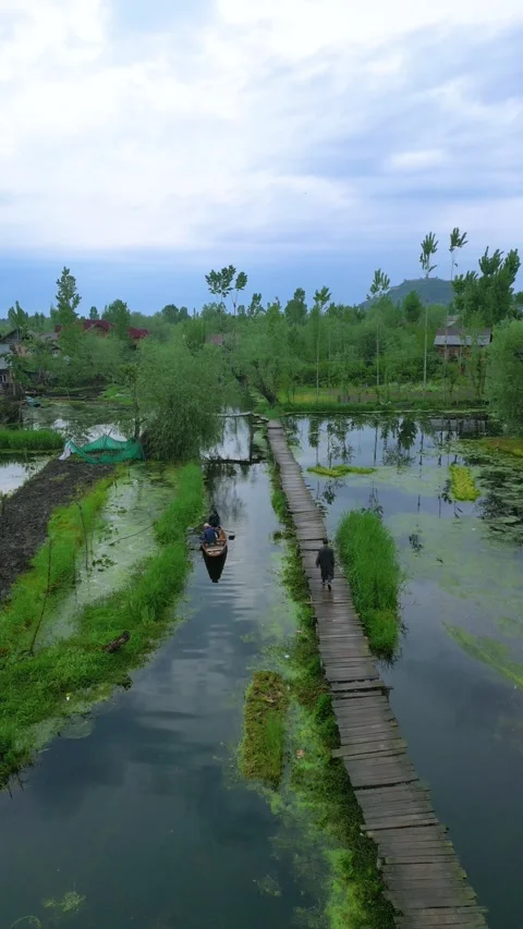 Vertical drone highlighting the balance of tradition and nature. Stock Footage 310806594