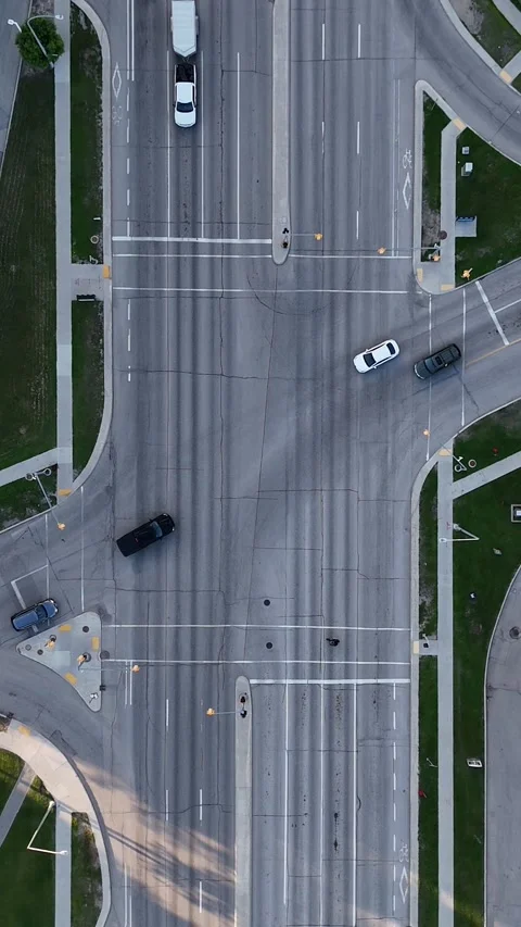 Vertical Drone Overhead Intersection Winnipeg Manitoba Canada Close Traffic View Stock Footage 339826714