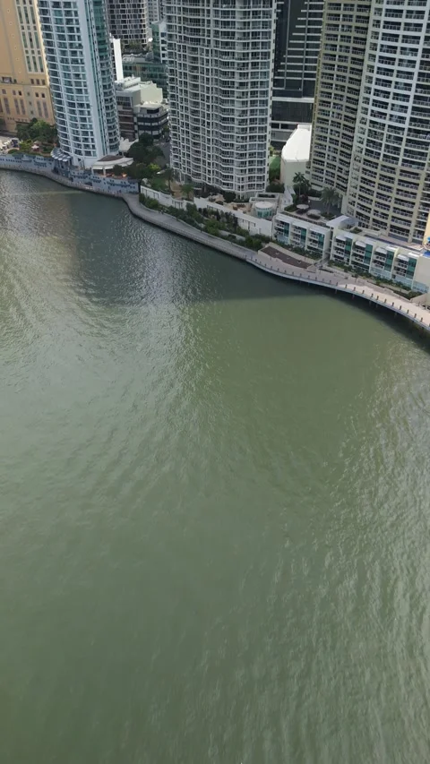 Vertical Drone Shot of Brisbane River Apartments Vídeo Stock 333970465