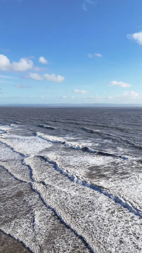 Vertical Drone Tracking Over Large Ocean Waves 4K Stock-Footage 334070184