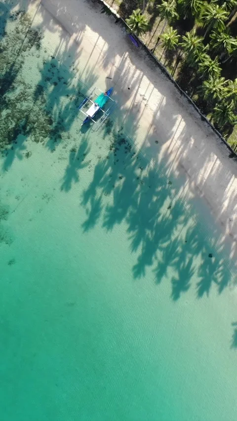 Vertical drone video of El Nido at sunrise from hidden beach Video stock 285827793