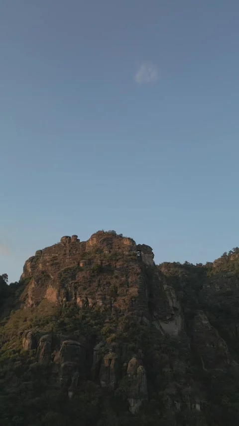 Vertical drone video. Rock formations, forested mountains Stock Footage 281672053