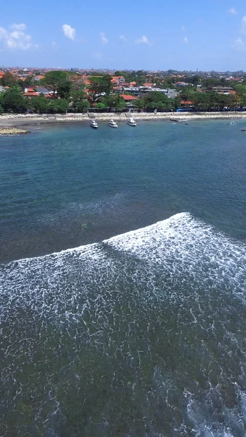 Vertical drone video at Sanur beach, Denpasar, Bali Video stock 169221143