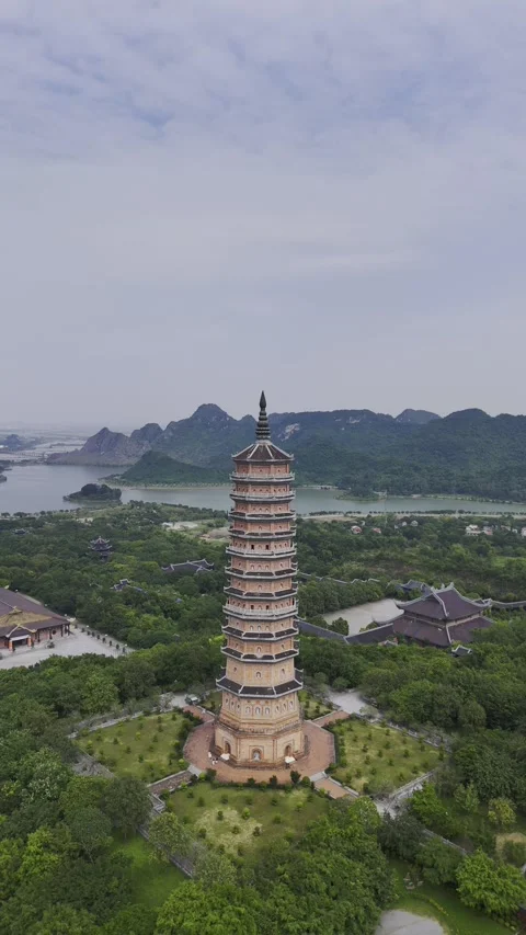 Vertical drone view of Bai Dinh Pagoda, Ninh Binh, Vietnam – 4K Stock Footage 325040471