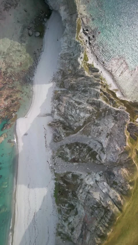 Vertical Drone View of Cape of Four Rocks Coastline in Primorsky Krai Stock Footage 337832979