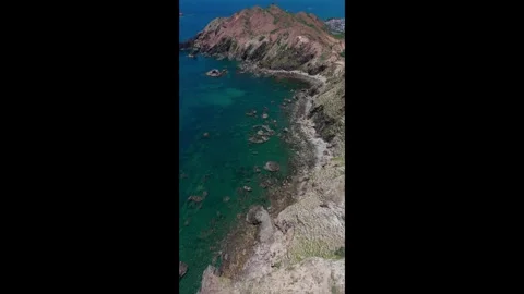 Vertical Drone View of Dramatic Eo Gio Coastal Cliffs in Quy Nhon, Vietnam Stock Footage 322318198