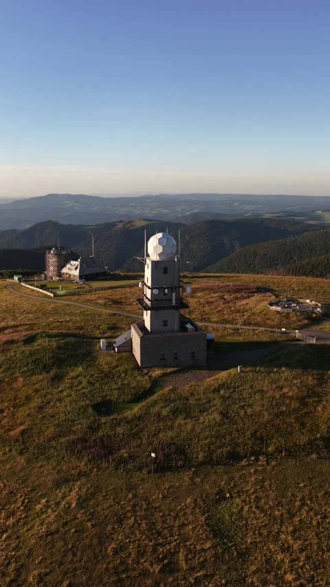 Vertical Drone View of Feldberg Weather Station Black Forest Stock Footage 325495899