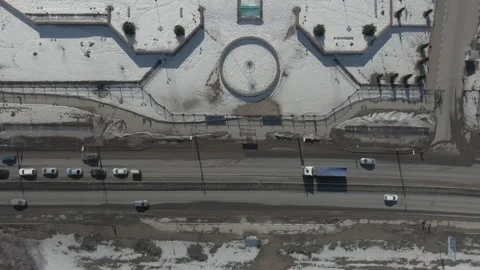 Vertical drone view moving forward over winter terrain Stock Footage 323765721