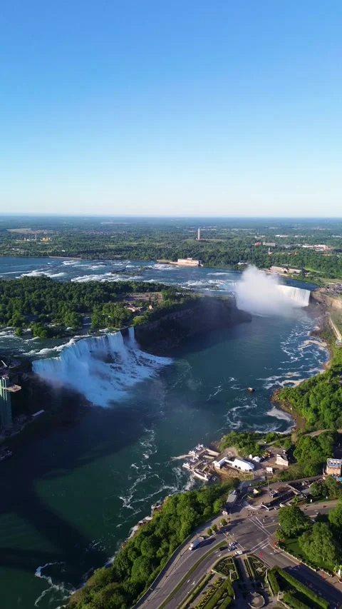Vertical Drone View of Niagara Falls and Niagara Gorge Video stock 337401764