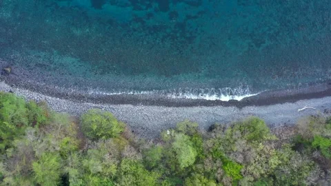 Vertical Drone View of Pebble Beach and Clear Sea at Pointe Batterie Stock Footage 318247211