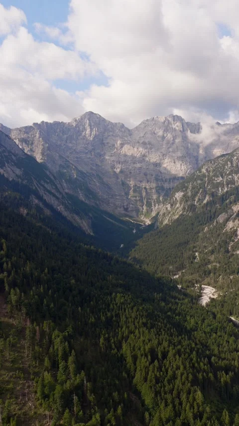 Vertical Drone View of Rugged Karwendel Mountains in the Austrian Alps Stock Footage 340534967