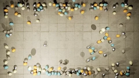 Vertical drop falling eggs easter decoration animation with floor ground backgro Stock Footage 234755715