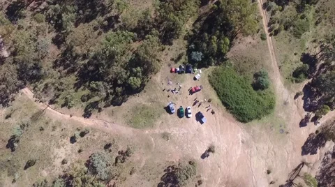 Vertical Dropping Shot onto Campsite Video stock 61694926