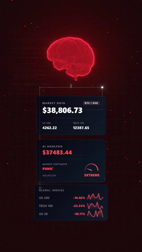 Vertical dual perspective view over a bear market alert, Vertical 9:16 4K Stock Footage 338406807
