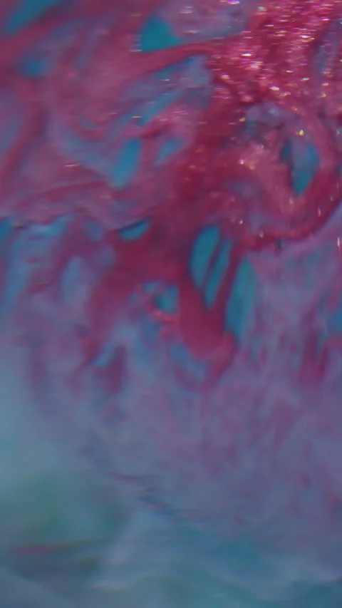 Vertical dye spill blur paint wave sparkling smoke Stock Footage 339770492