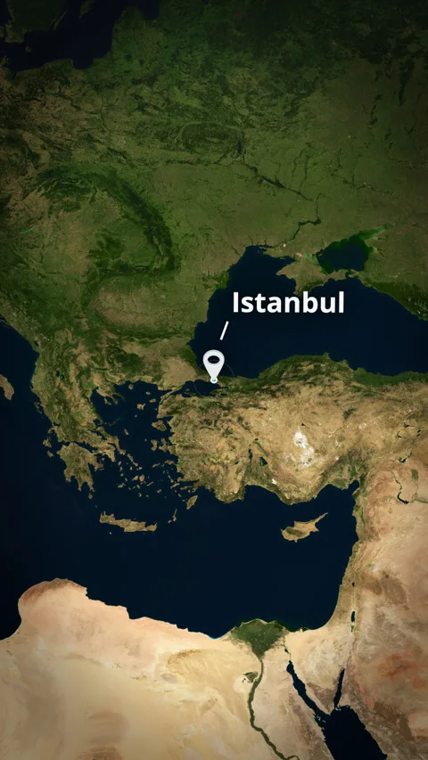 Vertical earth globe zoom to Istanbul, Turkey, with a location pin highlight. Stock Footage 340155967