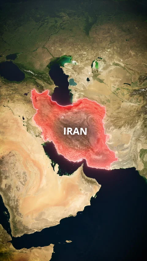 Vertical Earth Globe Zooming To Topographical Map Of Iran With Red Highlight Stock Footage 339770716