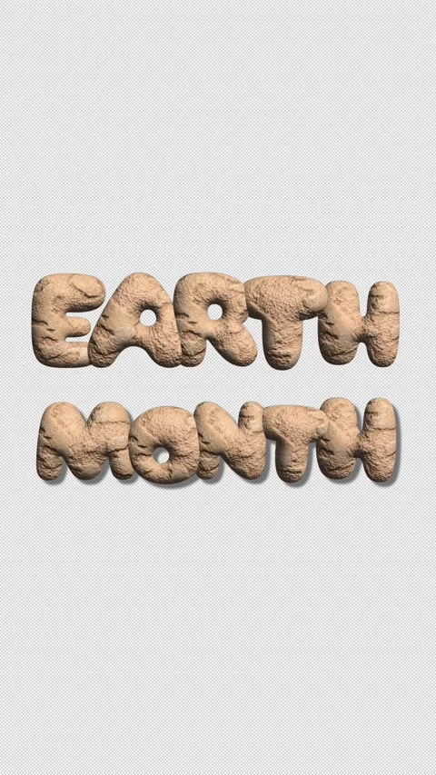 Vertical Earth Month 3d text isolated cut out Stock Footage 306680436