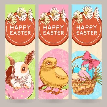Vertical Easter greeting banner Stock Illustration