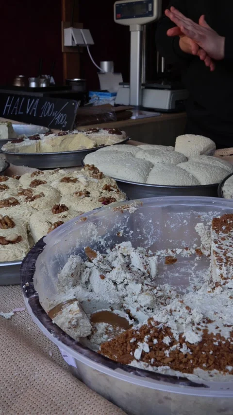 Vertical Easter market sweets display Stock Footage 331812085