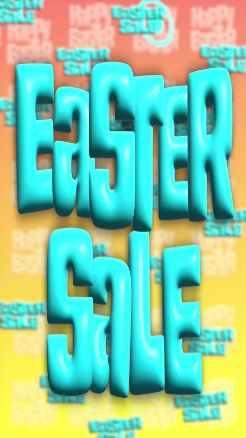 Vertical Easter Sale background inflated 3d text in blue orange backdrops Vidéo 300362085