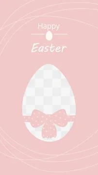 Vertical Easter Template with Egg Shape Copy space and Tied Ribbon bow with dots Stock Illustration