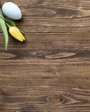 Vertical Easter tulips with decorative eggs Stock Photos