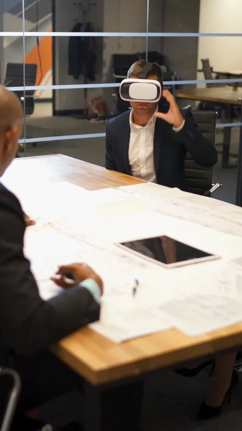 Vertical of Elegant man as an architect imagining architectural project with Stock Footage 277276333