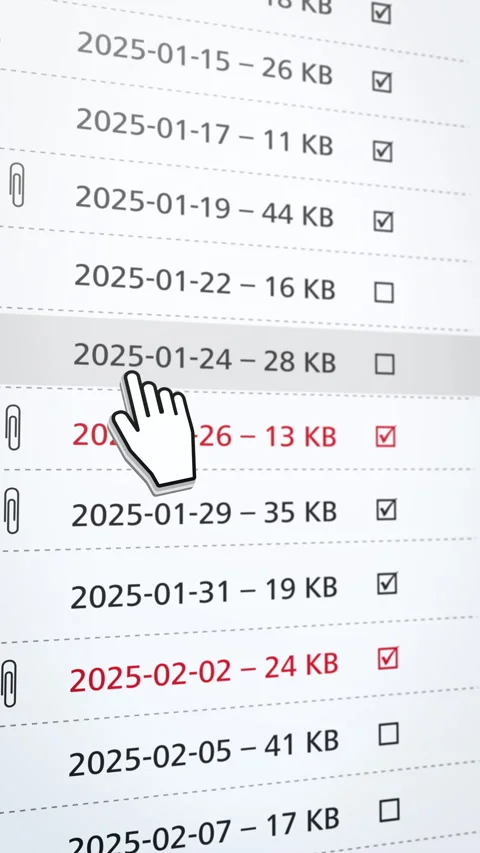 Vertical email client animation with mouse hover effects, focusing on user Stock Footage 328701869