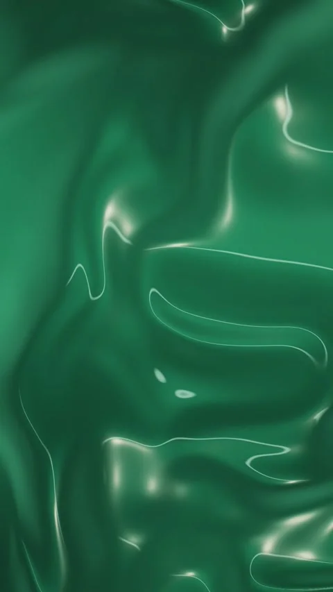 Vertical emerald green liquid silk fluid flowing loop background 스톡 동영상 348001386
