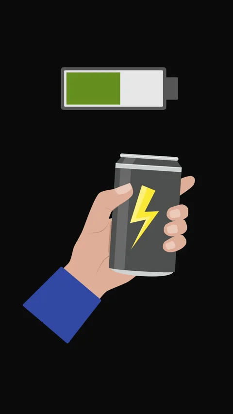 Vertical Energy Drink Boost Animation with Battery Charge Indicator Stock Footage 336028614