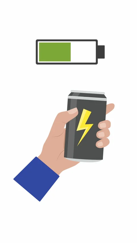 Vertical Energy Drink Boost Animation with Battery Charge Indicator Stock Footage 336028616